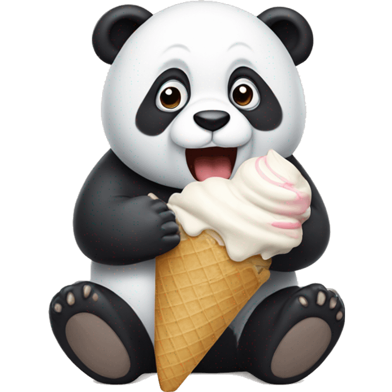 Panda eating ice cream emoji