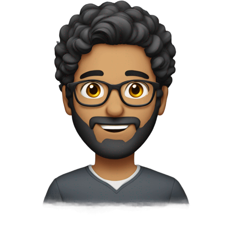 25YO Indian straight male with beard, wavy hair and specs saying hi emoji