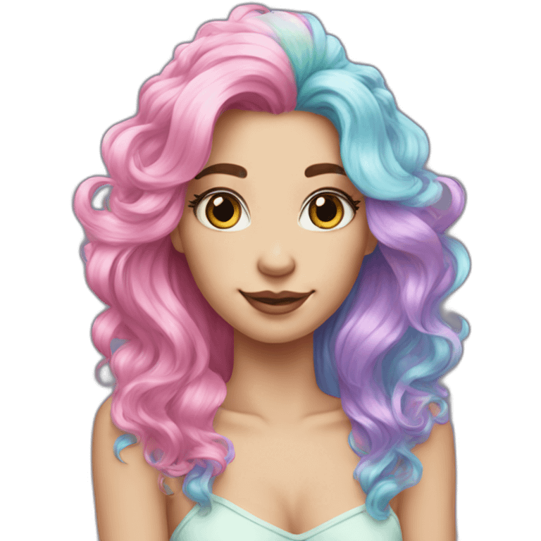 pastelcolor-rainbowhair-unicorn emoji