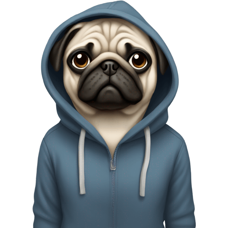 Pug wearing hoodie emoji