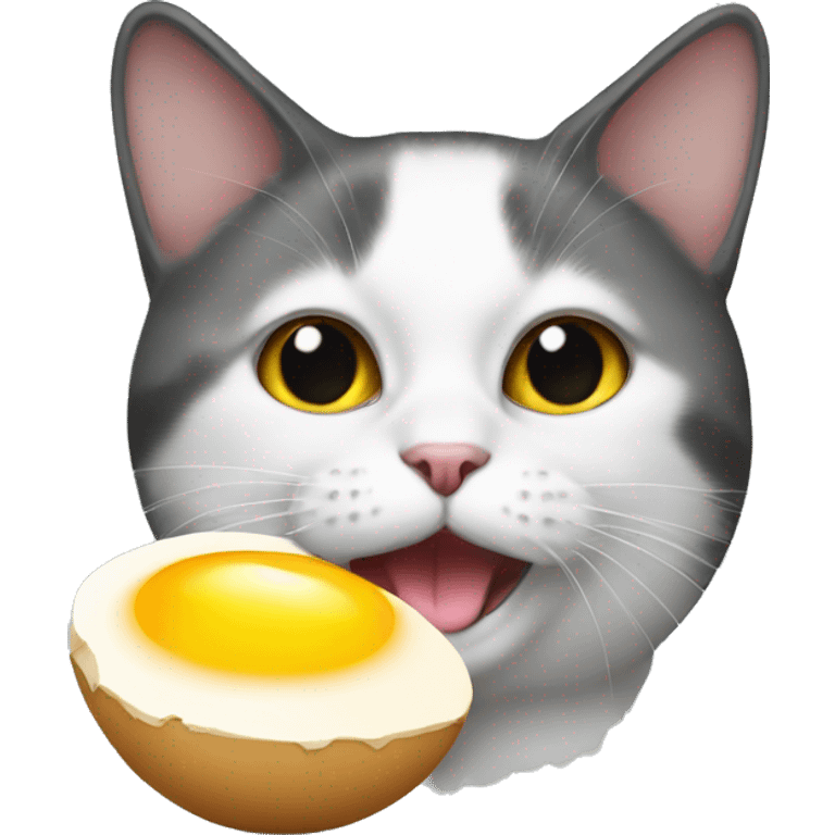 A cat with an egg in its mouth emoji