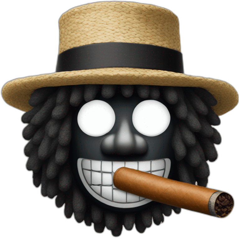 gollywog Jamaican Rasta hat with cigar emoji