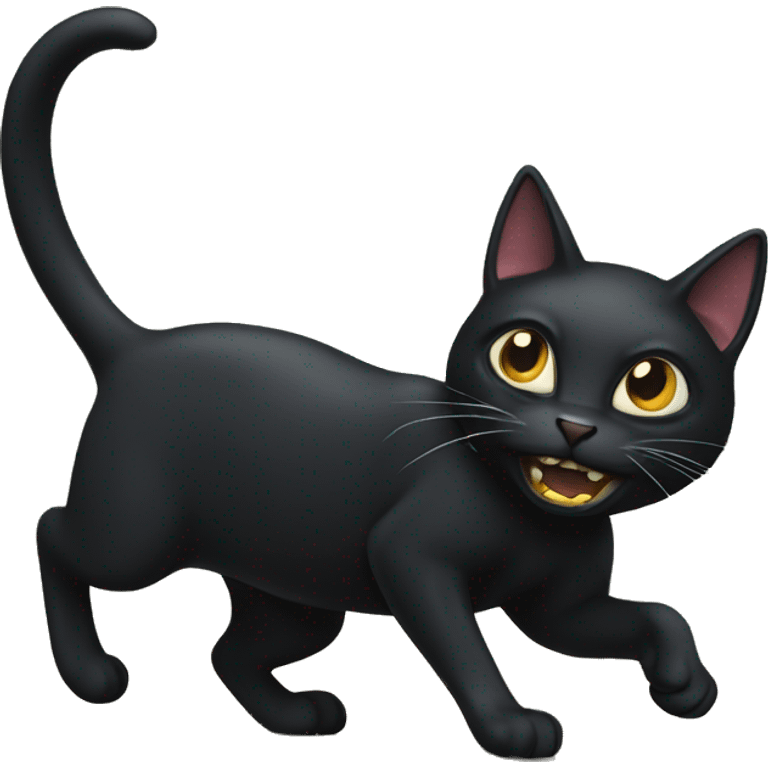 Black cat attacking emoji