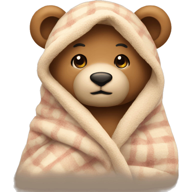 teddy bear cozy in blanket emoji