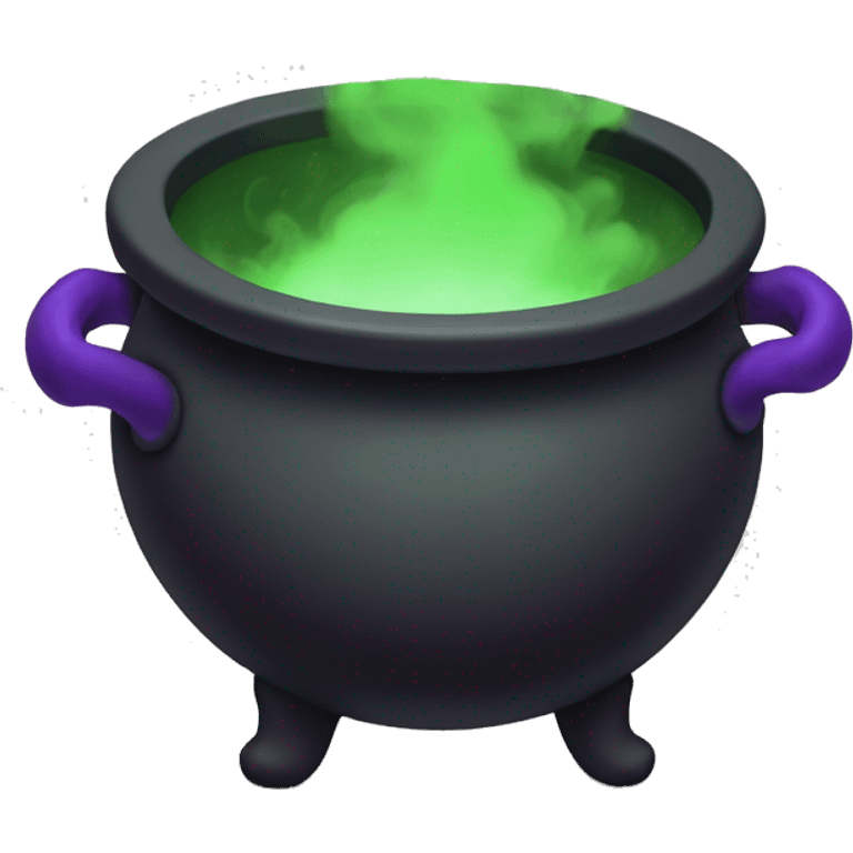 Black cauldron with purple and green smoke coming out  emoji