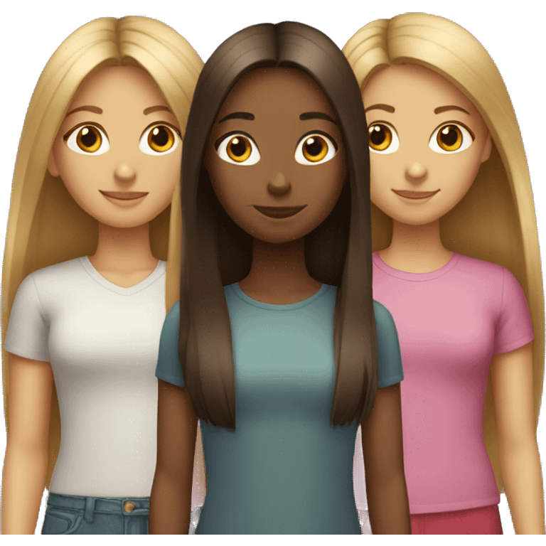 group of three girls with long straight hair emoji