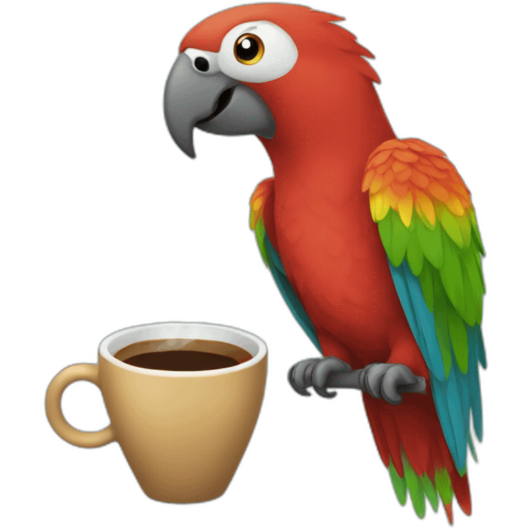 Parrot with coffee emoji