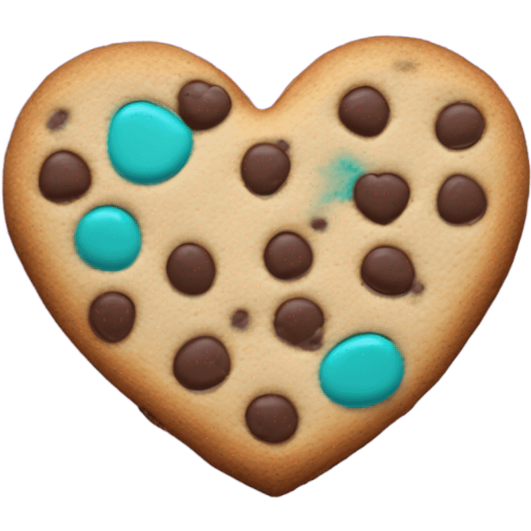 Purple teal chocolate chip heart cookie emoji