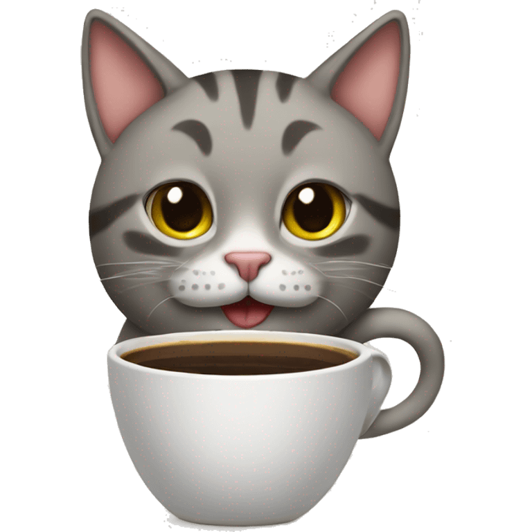 cat drinking coffee emoji