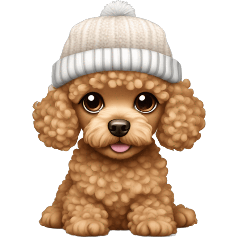 Aesthetic Apricot Toy poodle puppy girl with winter hat emoji