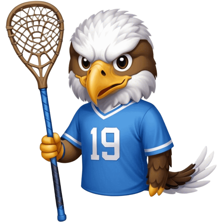 Eagle with lacrosse stick blue jersey emoji