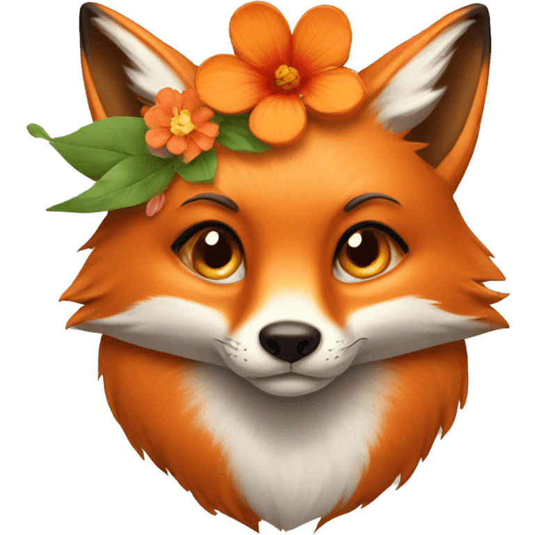 Fox with a flower on the head emoji