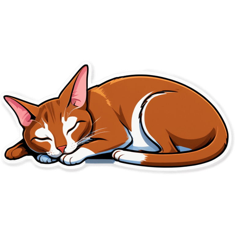 Brown oriental shorthair cat sleeping emoji