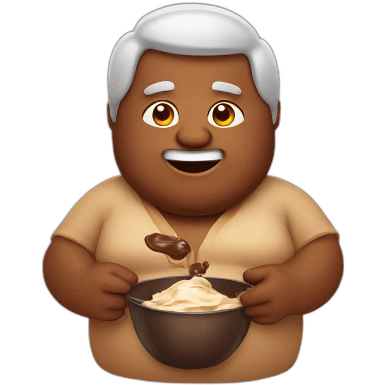 Fat Indian man eating melted chocolate emoji