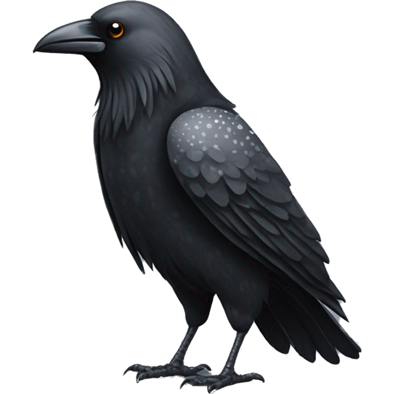 Full size single crow with gray speckles in feathers. Turning his head 180 degrees emoji