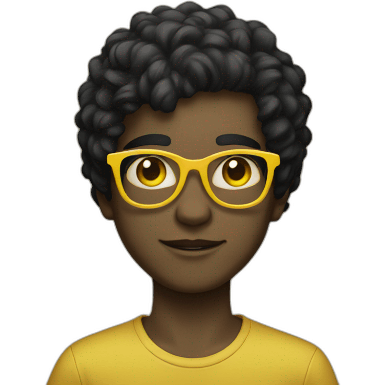 boy with yellow tinted glasses and combed black hair  emoji