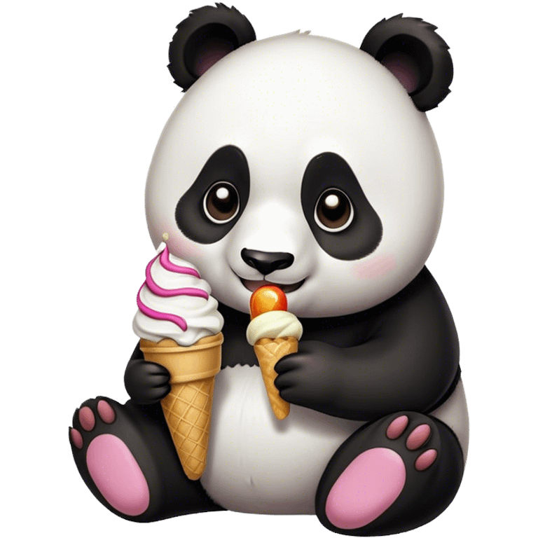 Panda eating ice cream emoji