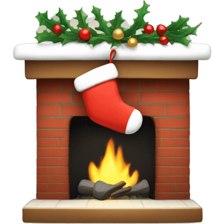 christmas stocking by fireplace emoji