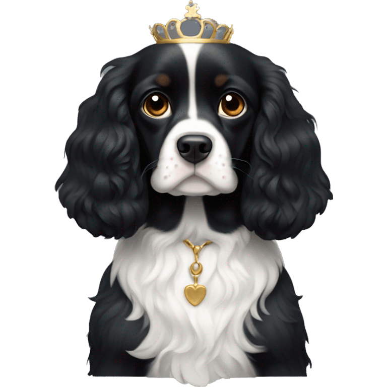 Small completely black king spaniel with white on chest emoji