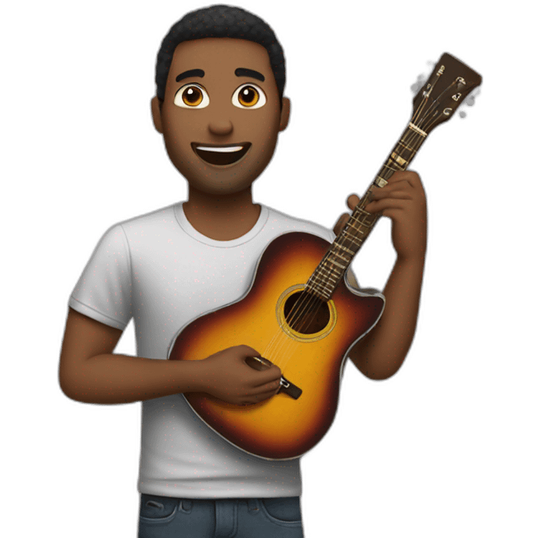 guy sell guitar to other emoji