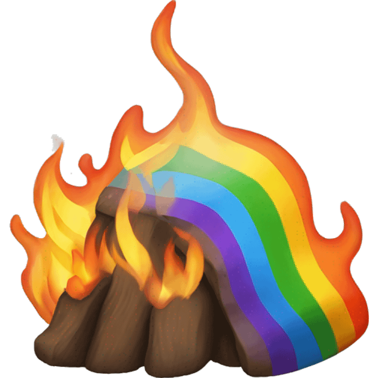 fire with a rainbow color emoji