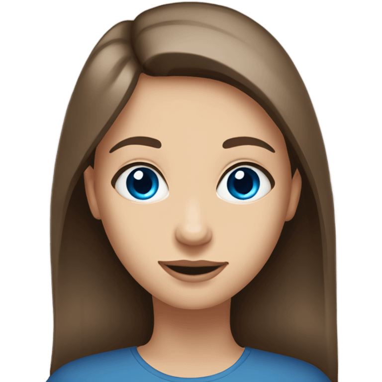 brown haired girl portrait blue eyes straight hair emoji