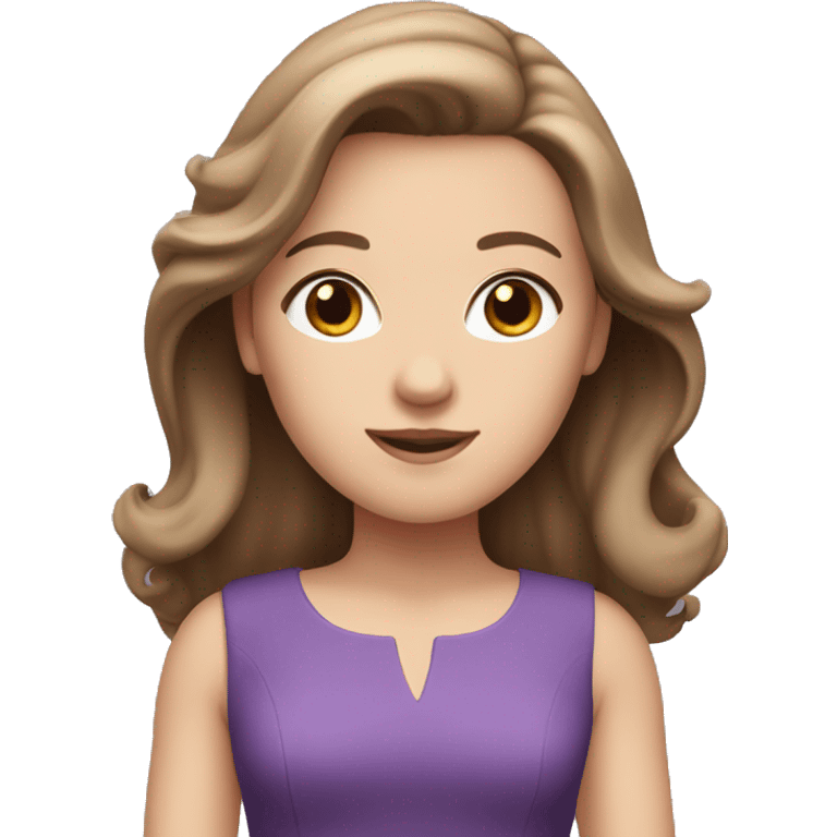 White girl with brown hair in purple dress emoji