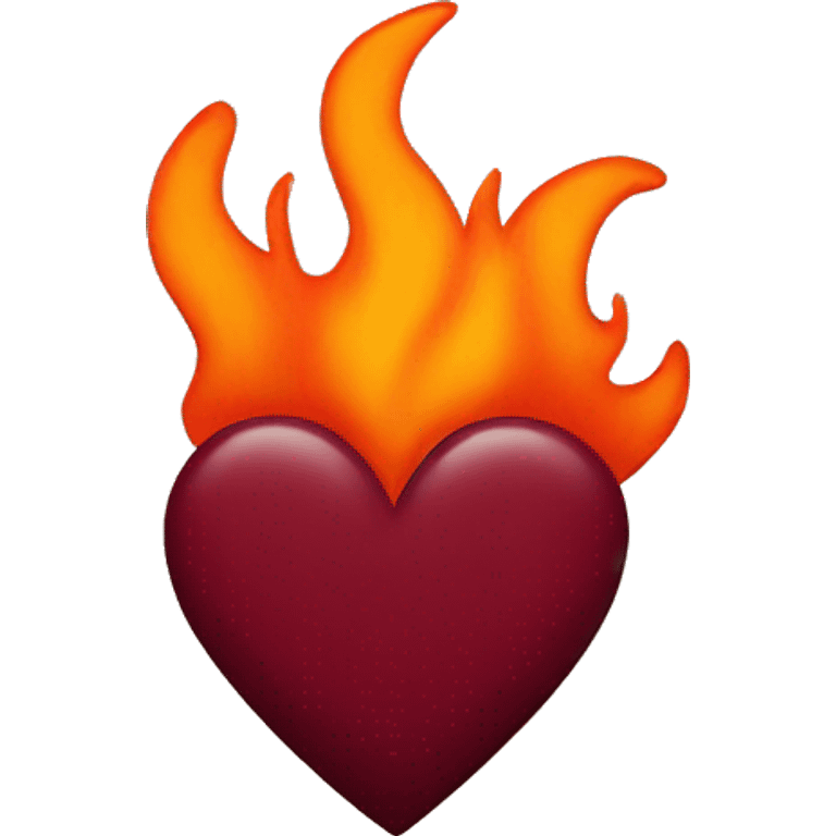 A burgundy heart with orange flames emoji