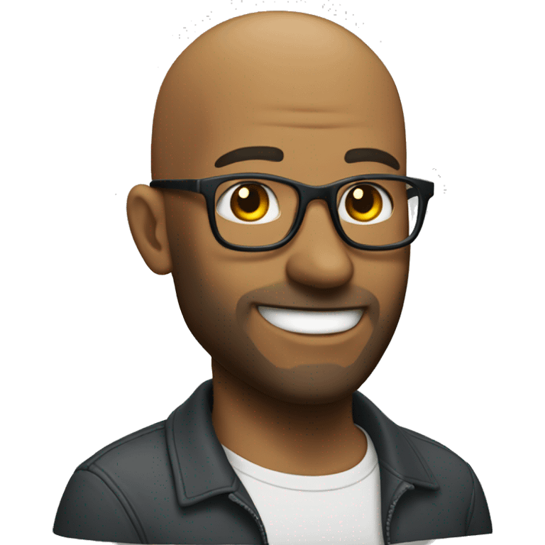 Bald man with glasses and a short beard, smiling emoji