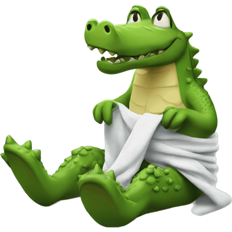 Sad Crocodile with Towel at the Beach  emoji