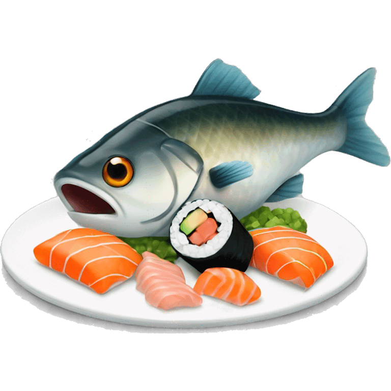 Fish eating sushi emoji