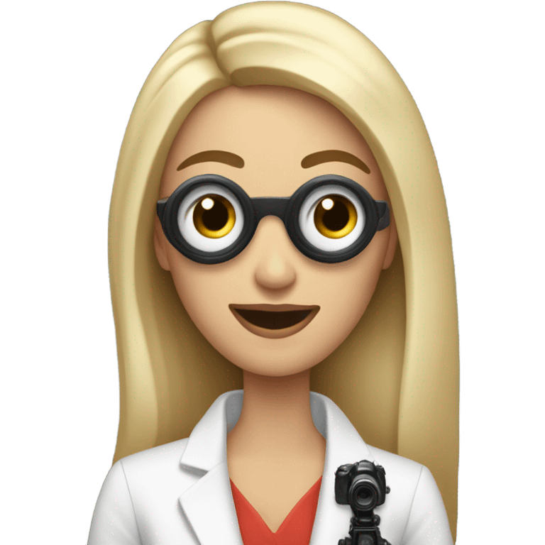 White posh woman with blond hair  holding a vlog camera emoji