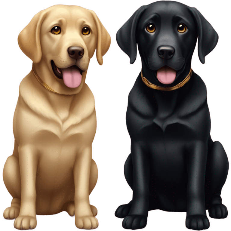 A black Labrador with a golden Labrador  emoji