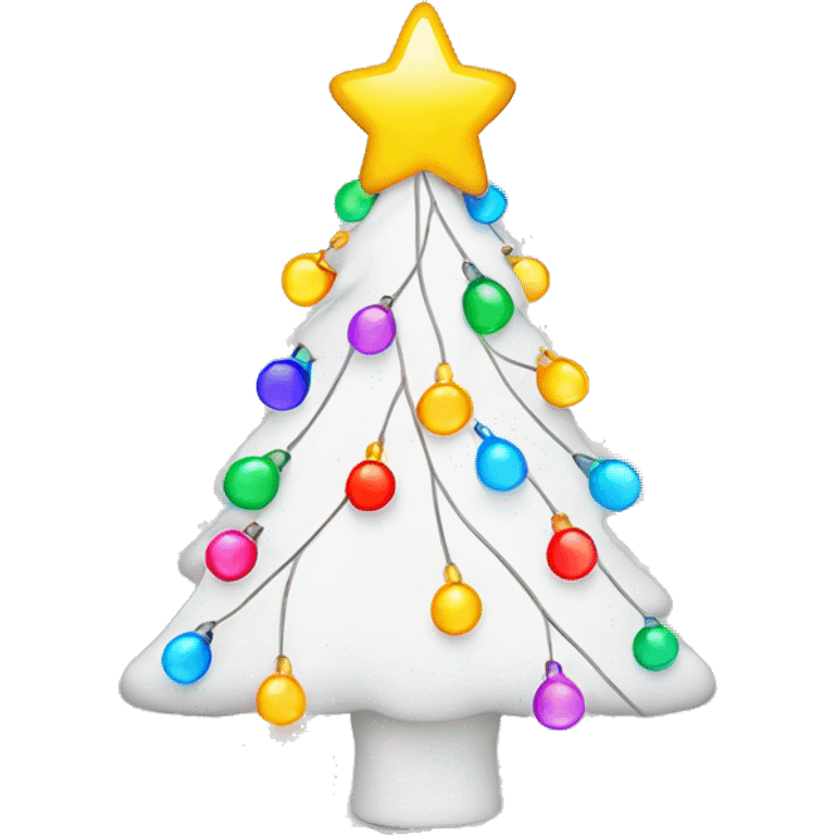 White Christmas tree with colorful string lights emoji