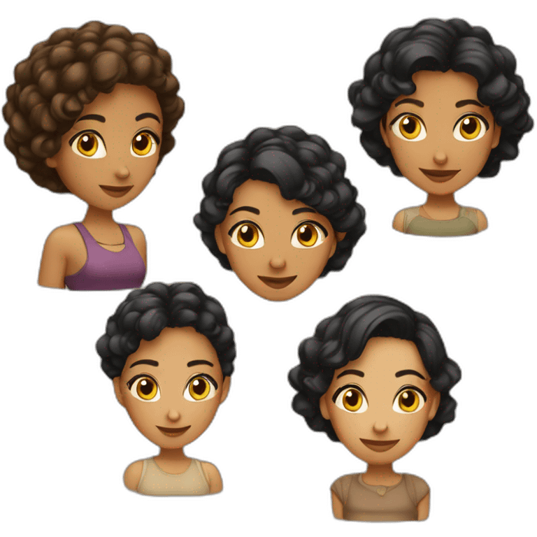 3 latin female friends emoji