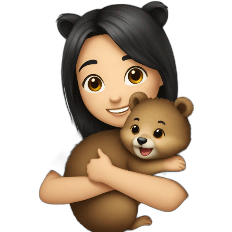 happy-girl-who-is-black-hair-and-hugging-happy-quokka emoji