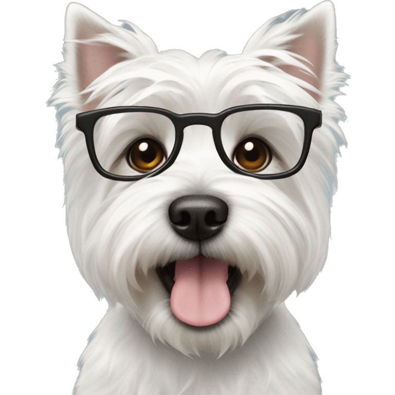 west highland white terrier with black glasses emoji