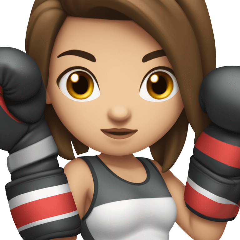 white brunette girl boxing emoji