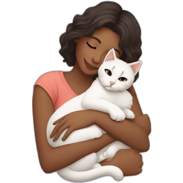 women cuddling a cat emoji