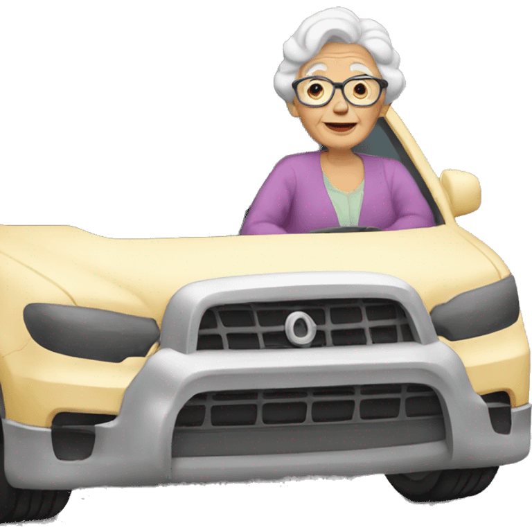 Granny in a big car emoji