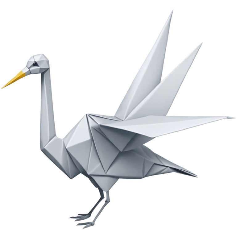 Cinematic Realistic Origami Crane Emoji, featuring a beautifully folded paper crane with crisp, delicate edges and intricate creases. The elegant structure casts soft shadows under warm, natural lighting, with a subtle texture of fine paper enhancing its serene and symbolic presence. emoji