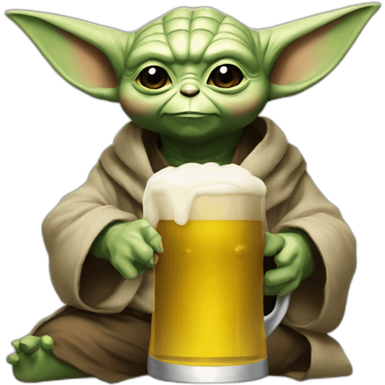 Yoda avec pikachu qui boit une bière emoji