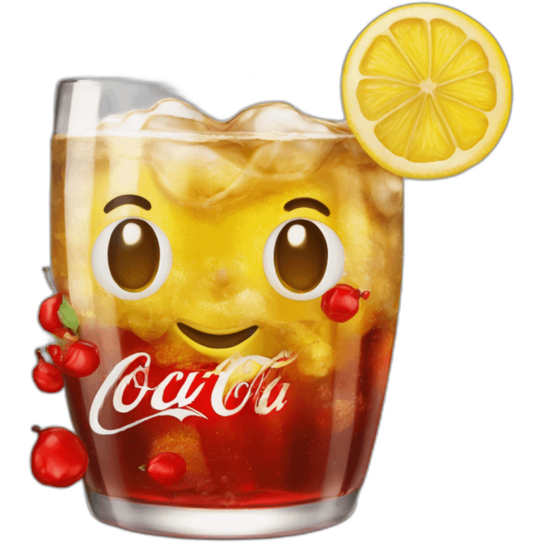 Coca Cola dans verre avec une paille emoji