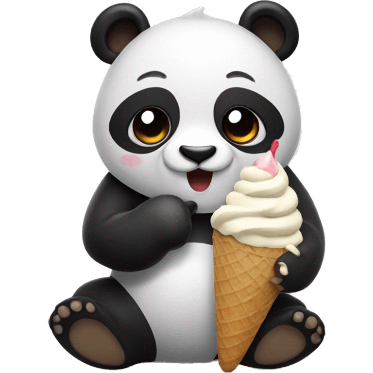 Panda eating ice cream emoji