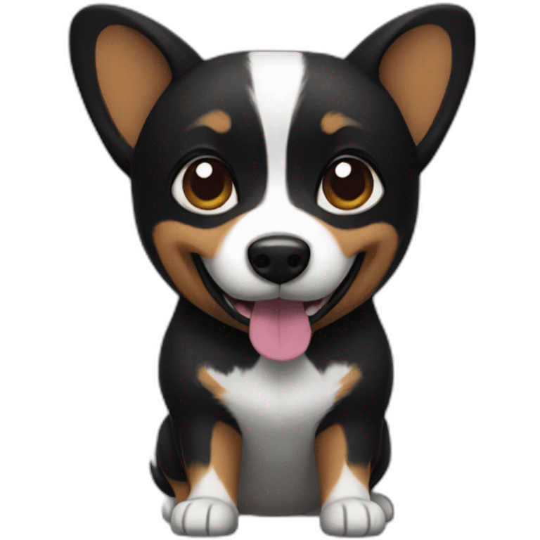 Black corgi superhero emoji