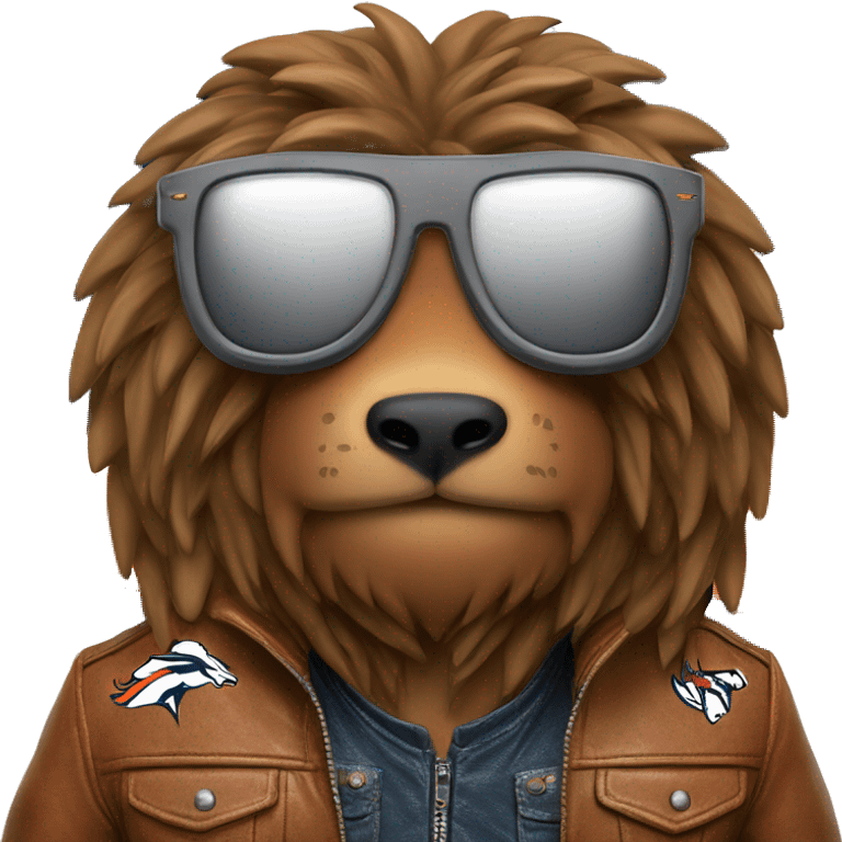 denver broncos mascot wearing a leather jacket and sunglasses emoji