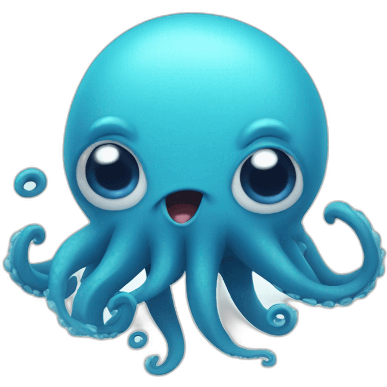 cute blue kraken with adorable face being shocked emoji