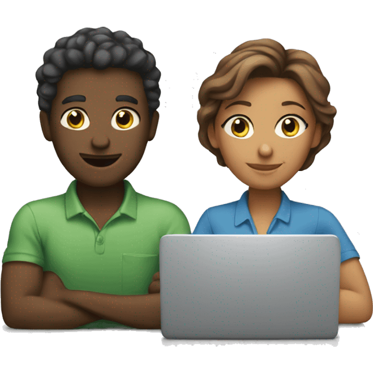 two people working on laptops together emoji