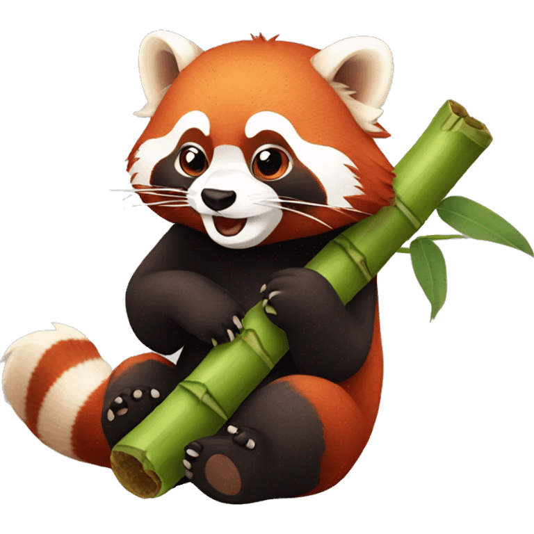 red panda eating bamboo emoji