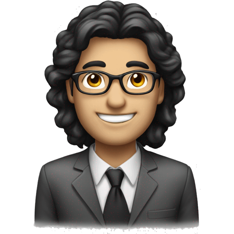 Human resources, black hair, man, turkish, professional smile, black glasses emoji